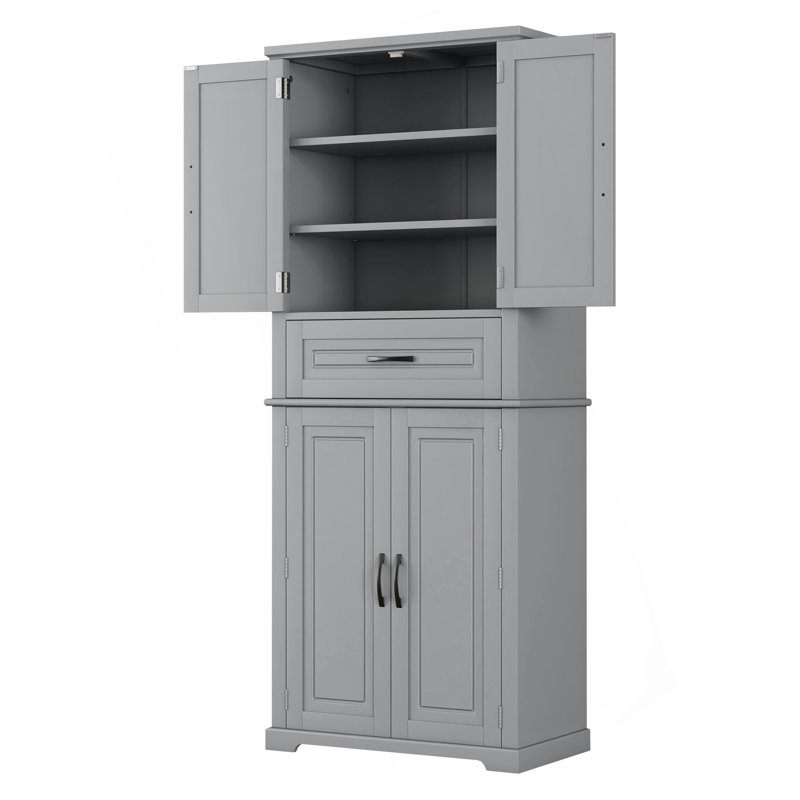 Bathroom Storage Cabinet With Multi-Functional Storage Space, Drawer With Slide Rails, Adjustable Shelf, Gray