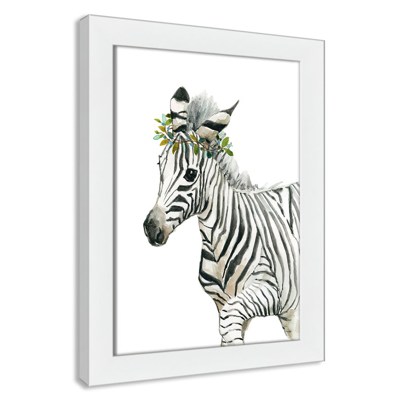 «Savannah Zebra», art encadré, H 16 po x l 12 po x P 0,625 po, Cadre blanc