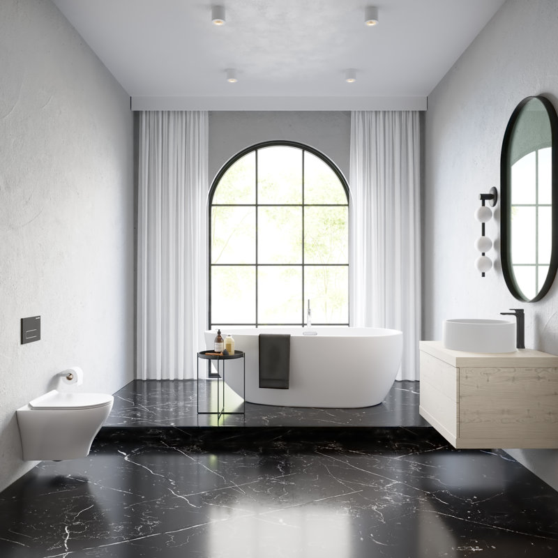Monaco Round Ceramic Bathroom Vessel Sink, Matte White