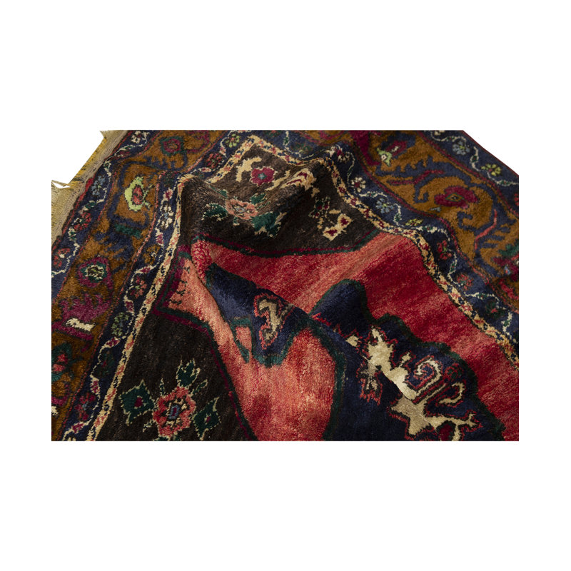 Tapis rouge / brun / beige noué à la main de haute qualité