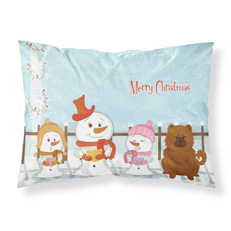 Taie d'oreiller Merry Christmas Merry Christmas, Chow-chow roux et choristes