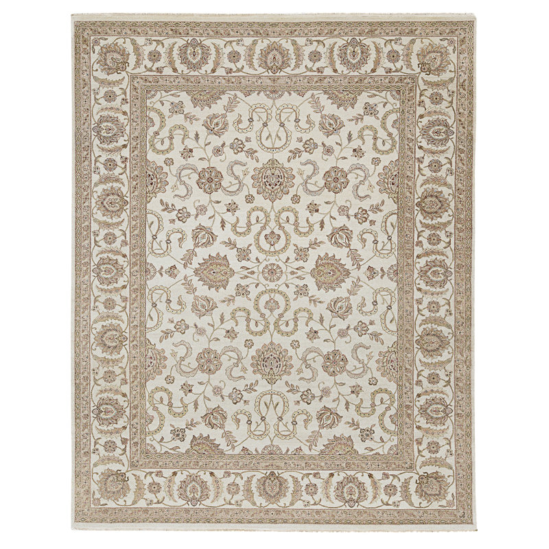 Hand Knotted Wool Oriental Area Rug in Red And Gold