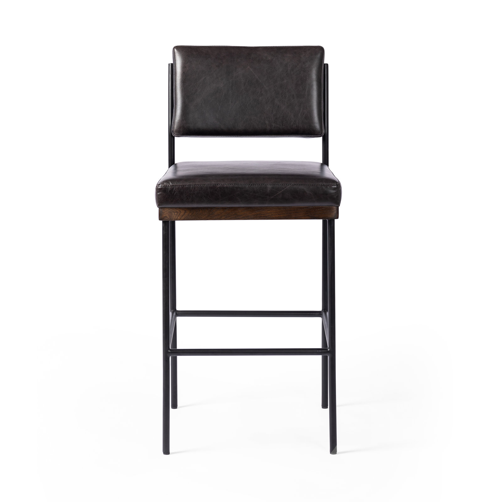 Popovich Bar and Counter Stool, Sonoma Black/Genuine Leather, Bar Stool (30.3" Seat Height)