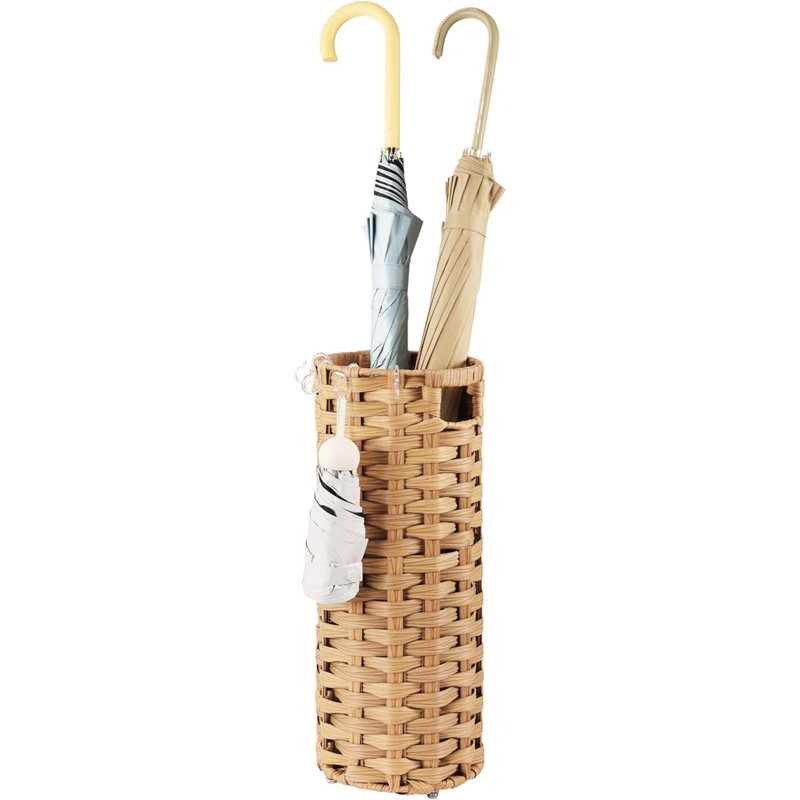 Woven Rattan Umbrella Stand, Yellow