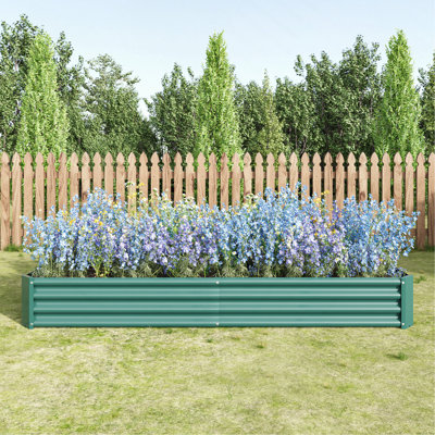 Ensemble de lit surélevé pour jardin - Jardin surélevé en métal 7,6 x 3,7 x 0,98 pi pour jardinières, légumes et herbes