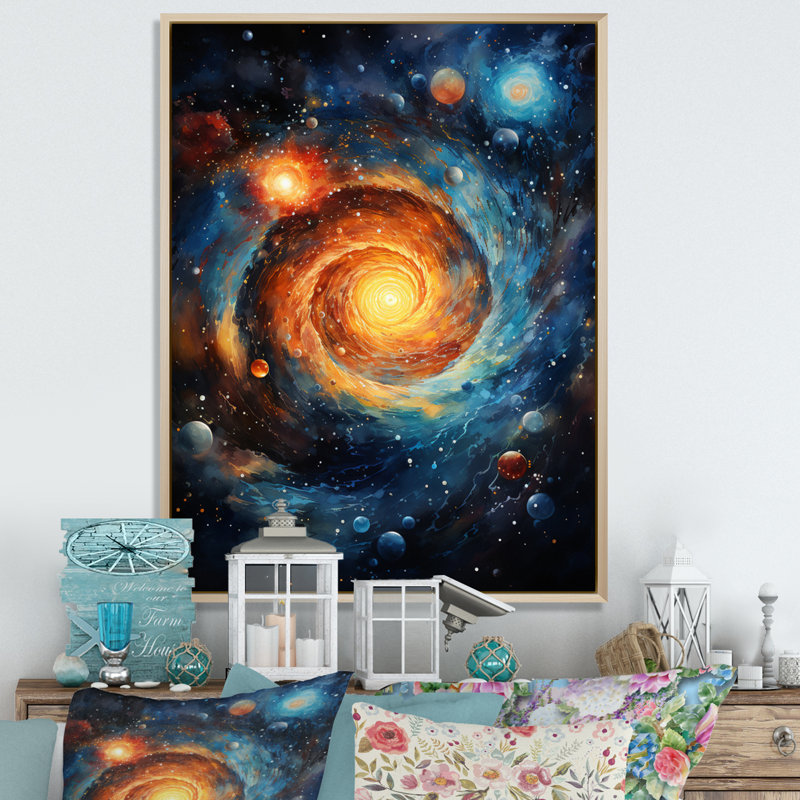 Galaxy Interstellar Eye I - reproduction sur toile, Cadre naturel flottant, H 32 po x l 16 po x P 1 po