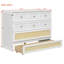 Lit escamotable pleine grandeur avec grands tiroirs de rangement, armoire de lit murale peu encombrante avec design en rotin et capacité de poids de 350 lb, lit pliable classique-812339665