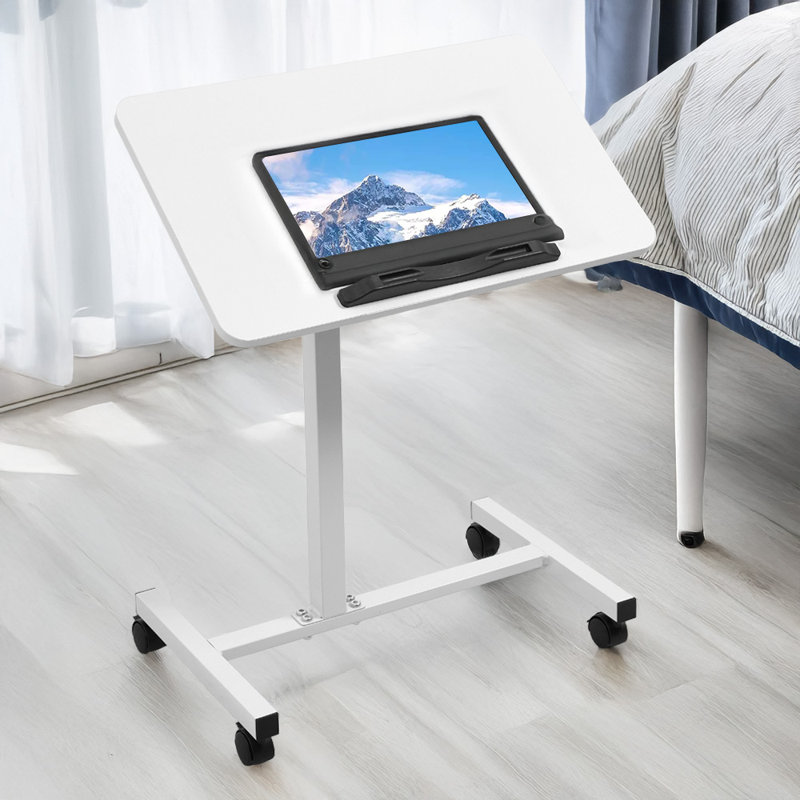 Adjustable Metal Base Computer Desk, White