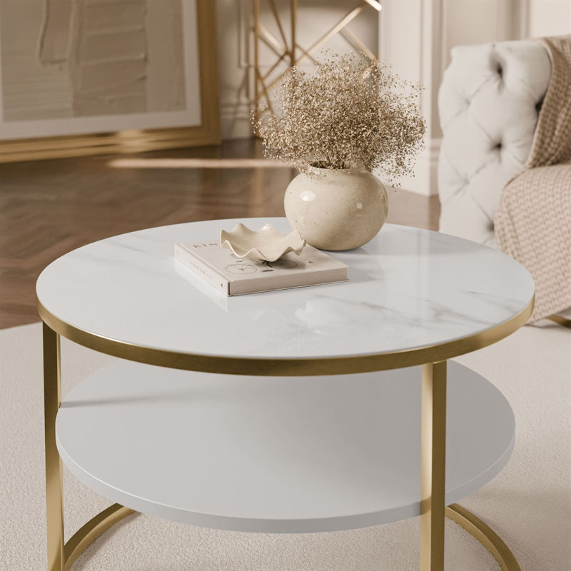 CIRI SLIM Round Coffee Table with Shelf
