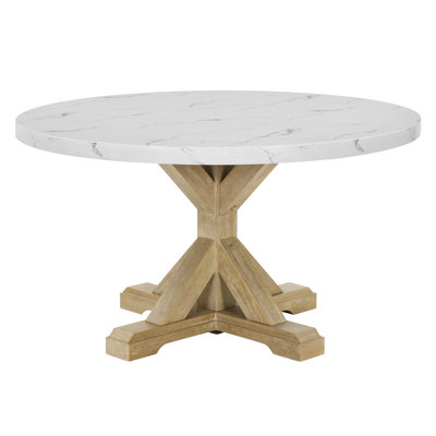 54" x 54" Circle Faux White Marble Dining Table by Red Barrel Studio