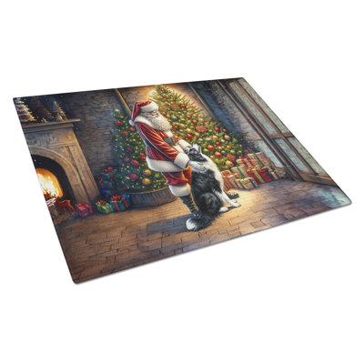 Planche à découper en verre Border Collie and Santa Claus