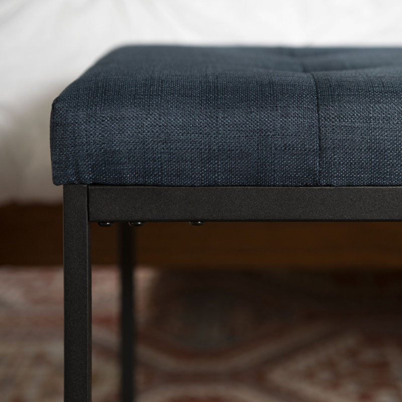 Wansley Linen Upholstered Bench, Blue