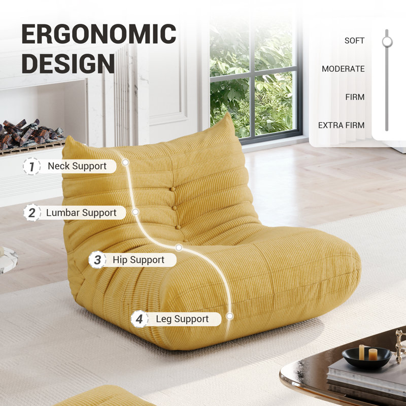 Canapé paresseux, canapé rembourré sans accoudoirs, méridienne de fauteuil à billes Fireside, canapé à plancher à compression Canapé à billes moderne et confortable en plusieurs couleurs pour le salon