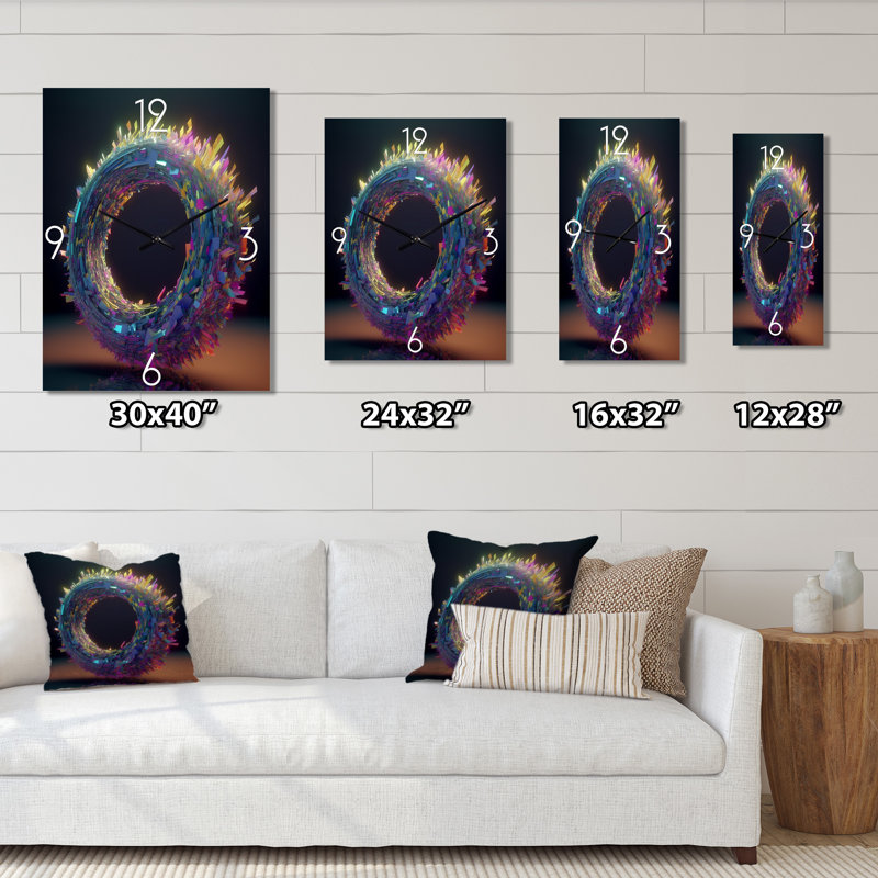 Horloge murale en spirale néon, H 40 po x l 30 po x P 1 po