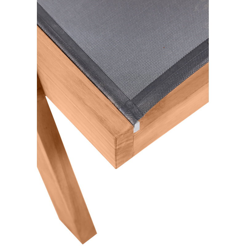 Chaise de patio en teck avec coussins, Noir
