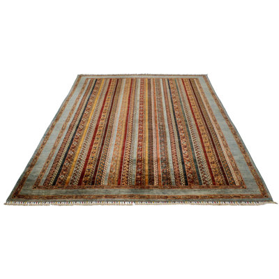 7x10 Multicolor and Blue Turkish Tribal Rug