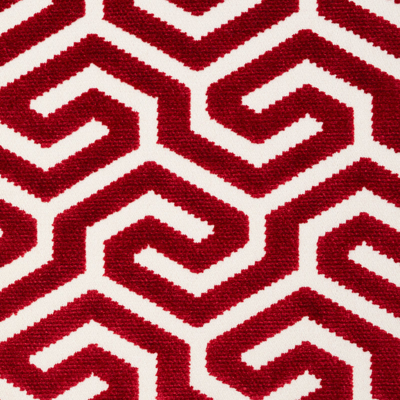 Tissu en velours Ming Fret, Rouge