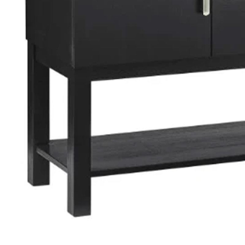 Amber Sideboard Buffet Server Cabinet, 2 Cabinets And 2 Shelves, Black