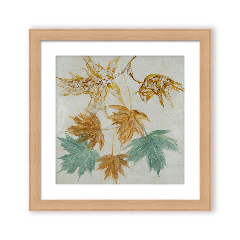Nature Inspired "Lustrous Foliage" Canvas Wall Art By , 12" H x 12" W x 1.125" D, Framed Print, Gold