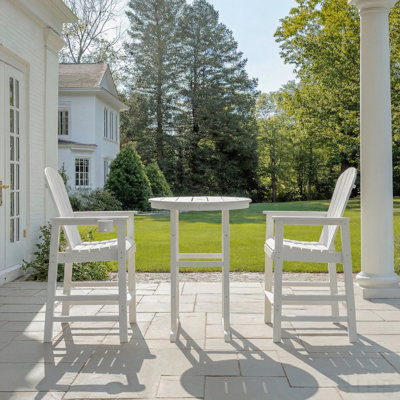 Ensemble de bar d'extérieur en PEHD 3 pièces avec trou pour parasol pour terrasse, balcon, bord de piscine et bord de mer