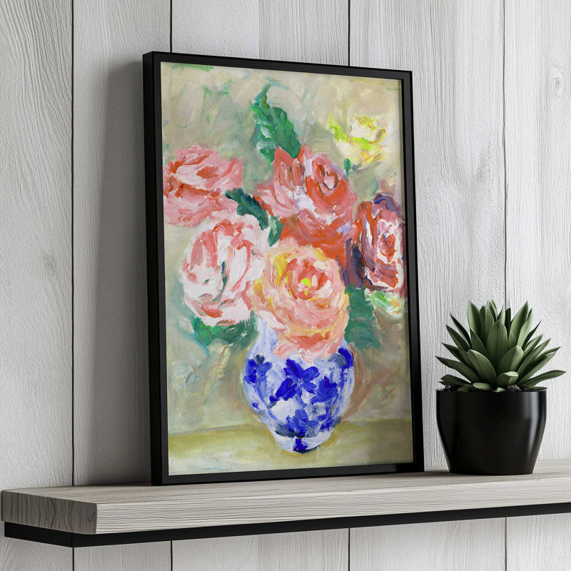 «The Procelain Rose II» par Melissa Wang, reproduction d'art sur toile, H 24 po x l 18 po, Blanc