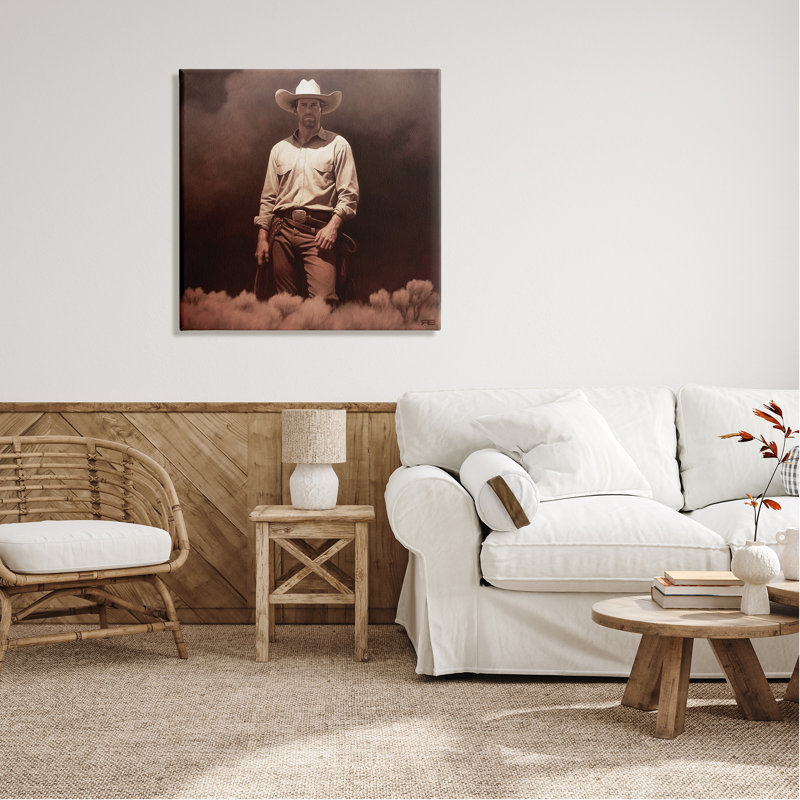 Cowboy debout dans la nature par RB, H 30 po x l 30 po x P 1,5 po