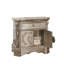 Table de chevet en marbre, 1 tiroir, 2 portes, argent antique, tiroir doublé de feutre, design, arrêt, fermeture manuelle, rangement dans la chambre à coucher, peuplier massif et fonction, fermeture, bois