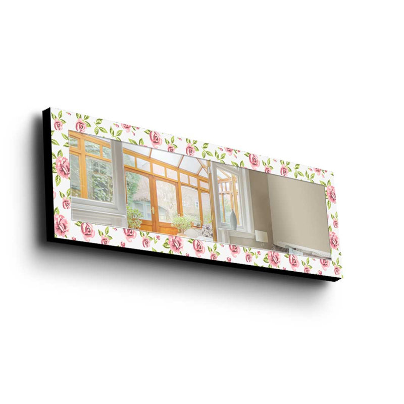 Elegant Decorative Mirror with 100% Pine Wood Frame, 15.7 x 47.2 inches | Real Glass Mirror (Thickness: 0.2 inches) | Stylish Fabric Painting | Ideal for Living Room, Bedroom & Entryway Decor