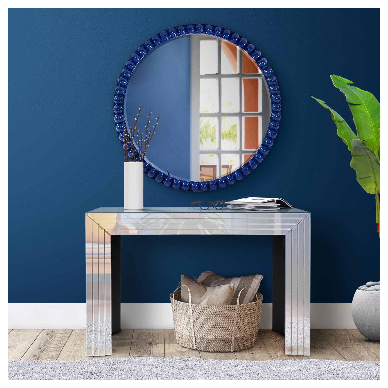 Darlene Round Mirror, Navy