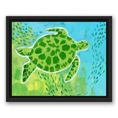 Tortue de mer brillante sur toile