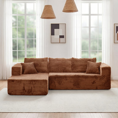 Kapellen 108.66‘’Modular Sectional Compression Sofa, No Assembly Required Sectional Free Combination Couch with L-Shape Chaise
