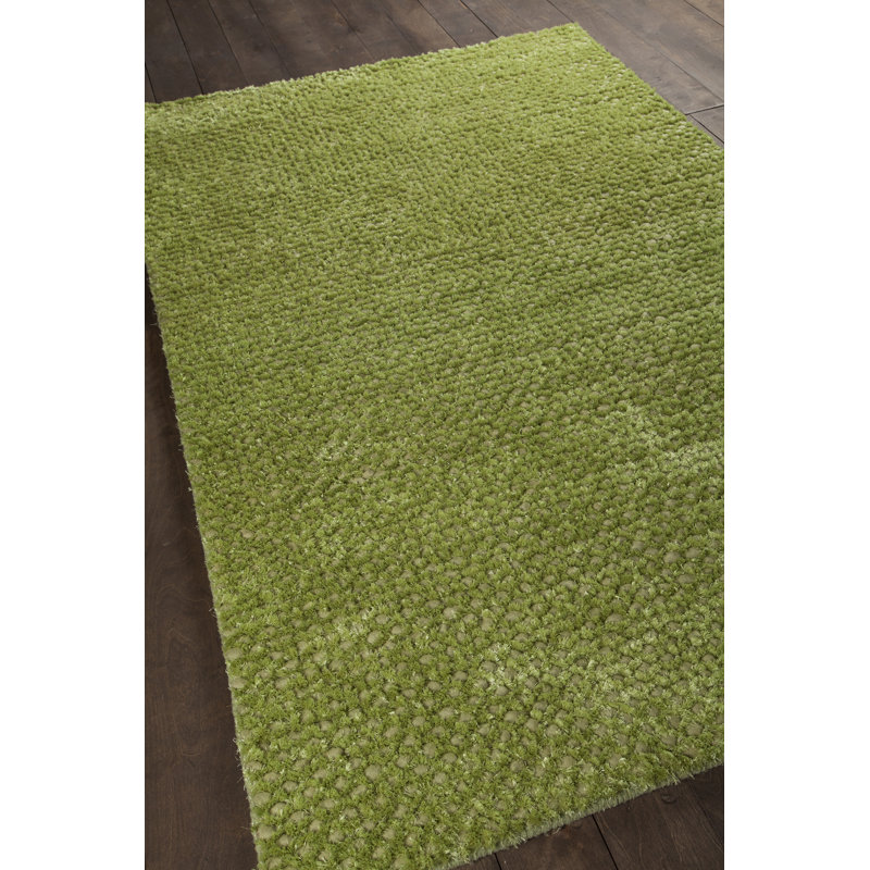Tapis en laine à poils longs Lenz, Rectangle 5 pi x 7 pi 6 po, Green