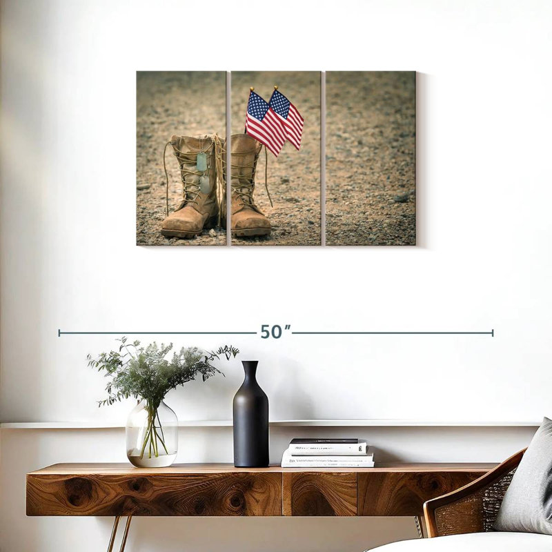 Mait USA Flag Military Boots, 20" H x 33" W