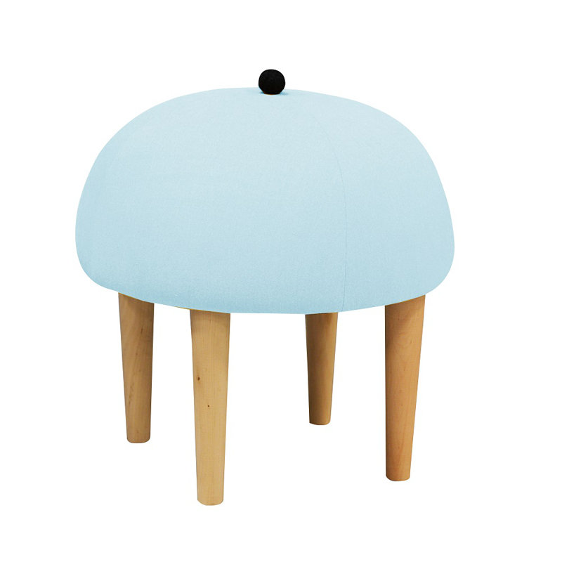 Moher Solid Wood Accent Stool, Sky Blue