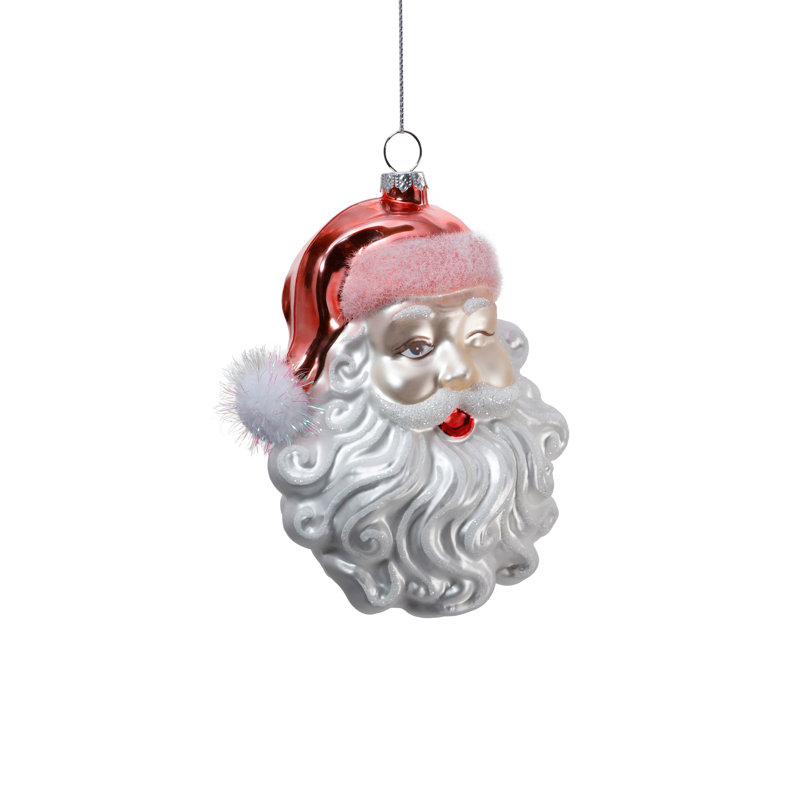 Décorations de Noël nostalgiques en verre représentant la tête du Père Noël, ensemble de 6