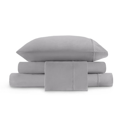 Luxury Split King Egyptian Cotton Sheets And Sheet Sets, 400tc Sateen, Gray