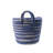 Benny Oval Baskets Set Of 2, Striped Pattern, Blue-White Cotton 20 18 Inch