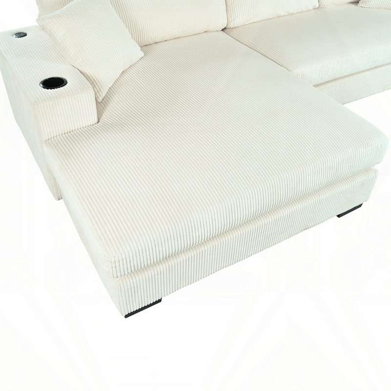 Grand canapé modulaire avec coussins épais Mirod, Beige