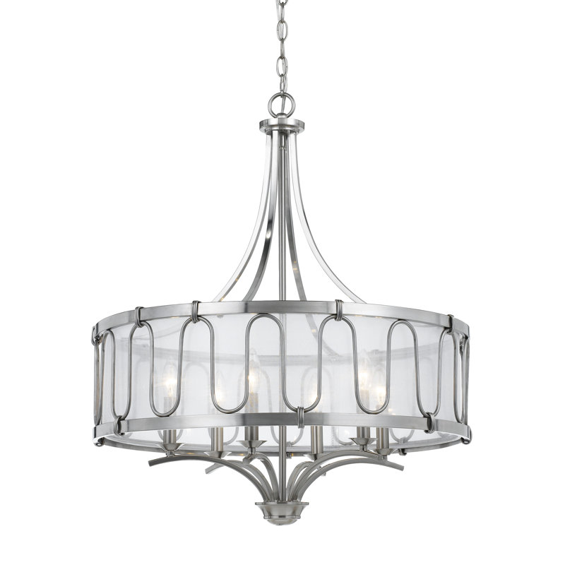 Lustre tambour 6 lumières à abat-jour Suterville