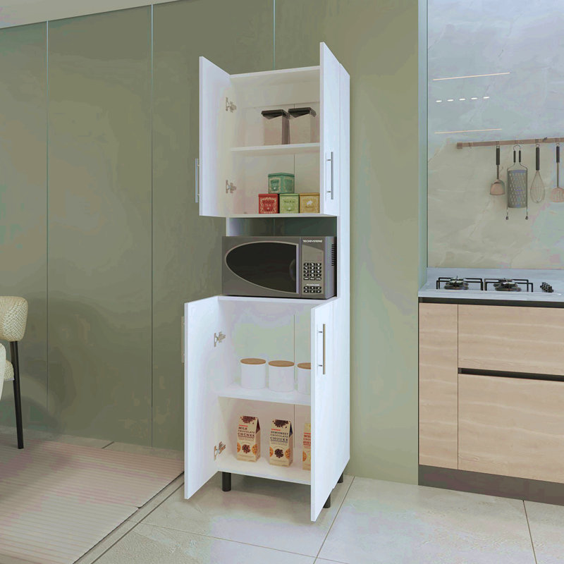 Garde-manger double avec rangement ouvert. Blanc