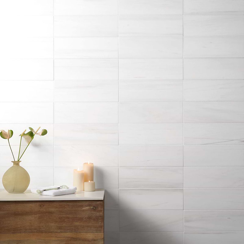 Bianco Dolomite 4x12 Honed Marble Tile