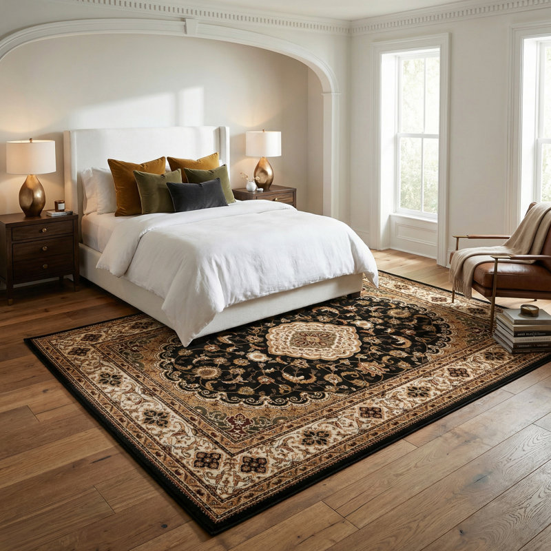 Tapis d'intérieur persan traditionnel à motif de branches Wiltraud, Rectangle 7 pi 9 po x 10 pi 7 po