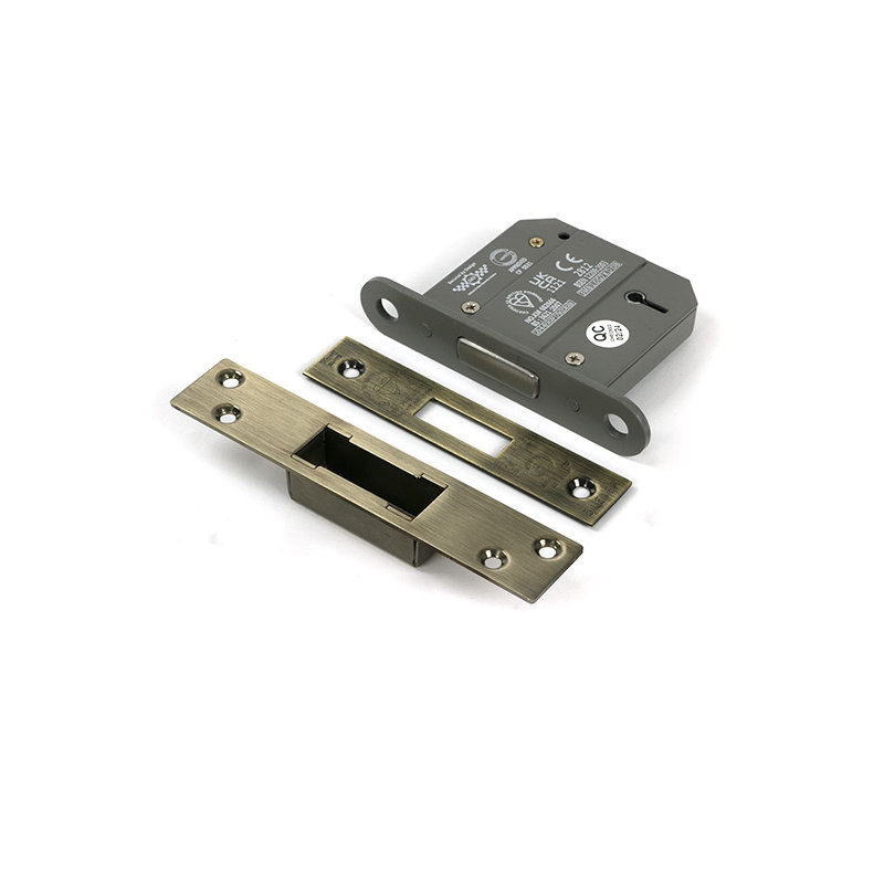 Lever BS Dead Lock, Aged Brass