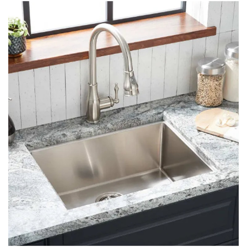 24" Ortega Stainless Steel Undermount Kitchen Sink - Rear Drain