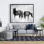 Chevaux, silhouettes dans la brume - Toile abstraite, décoration intérieure
