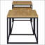 Ensemble de tables basses 3 pièces avec dessus en bois de manguier et cadres en métal noir, parfait pour les salons de style industriel