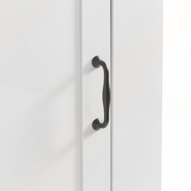 Grande armoire de rangement autoportante pour salle de bain avec tablettes réglables et deux portes, panneau de fibres à densité moyenne durable, finition noire