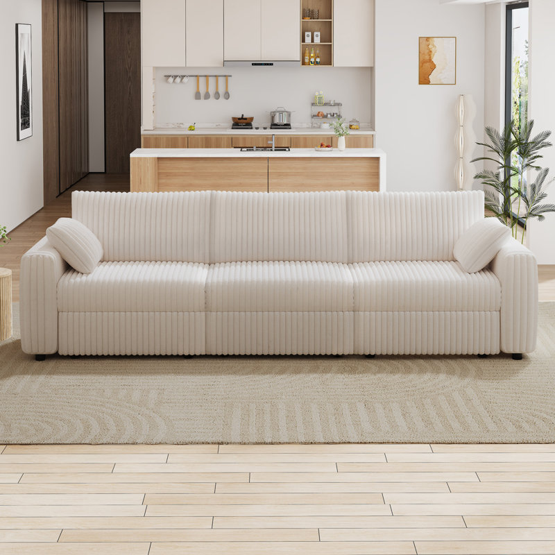 Canapé modulaire très grand 131,5 po, tissu velours côtelé moelleux, canapé modulaire surdimensionné à 3 places avec siège profond, assemblage sans outil