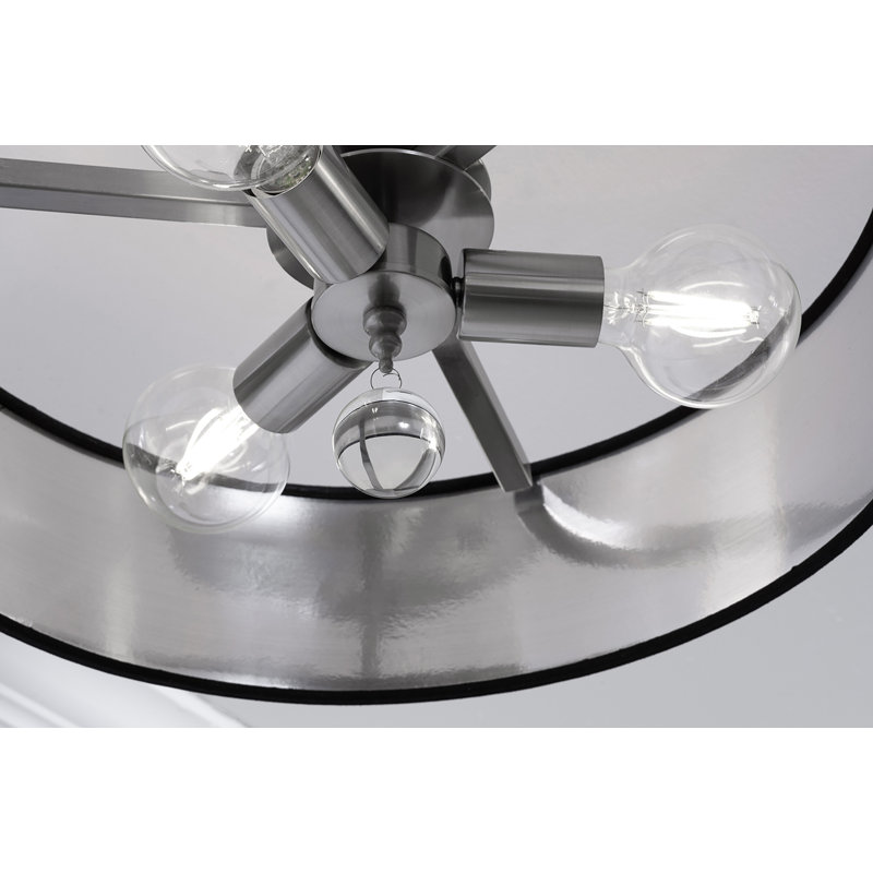 Luminaire suspendu Woodvale - 18 po, Nickel satiné, Noir / argent