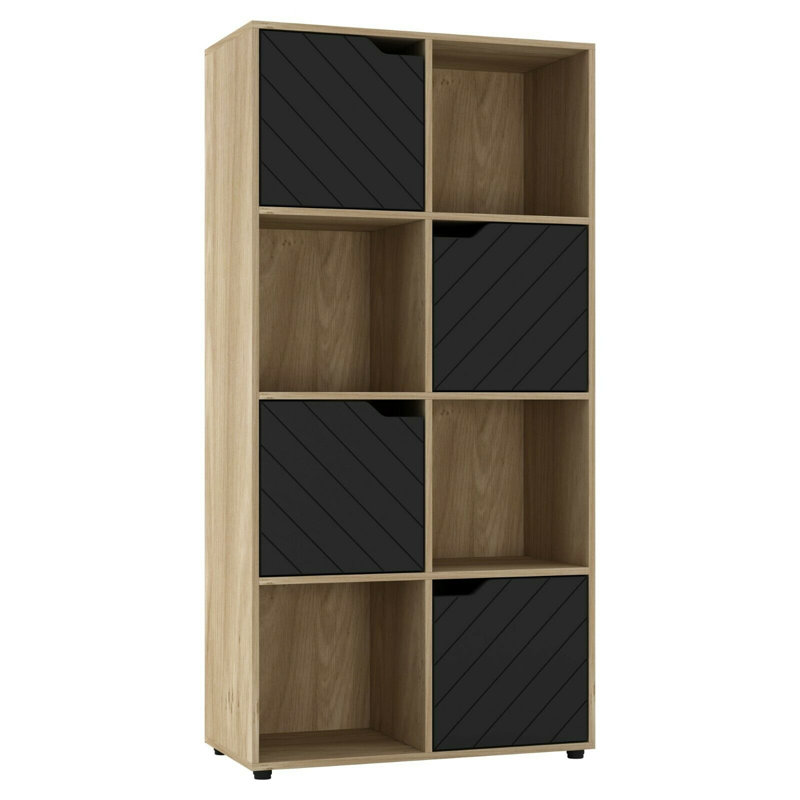 Bernovich 119cm H x 60cm W Cube Bookcase, Oak/Black